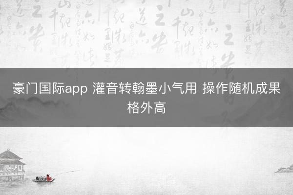豪门国际app 灌音转翰墨小气用 操作随机成果格外高