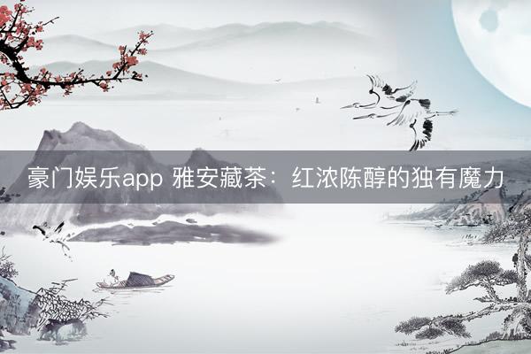 豪门娱乐app 雅安藏茶：红浓陈醇的独有魔力