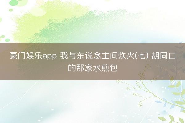 豪门娱乐app 我与东说念主间炊火(七) 胡同口的那家水煎包