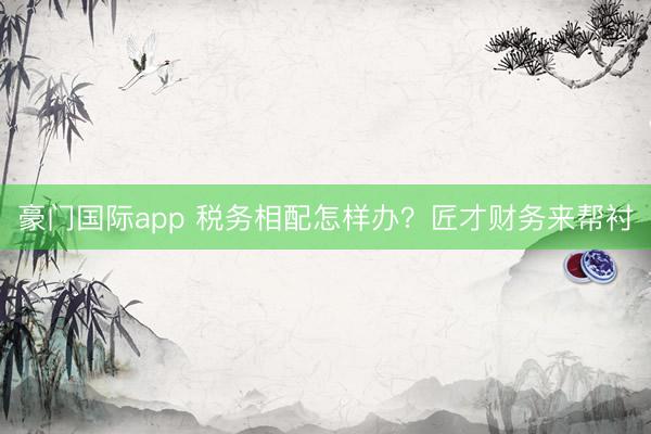 豪门国际app 税务相配怎样办?匠才财务来帮衬